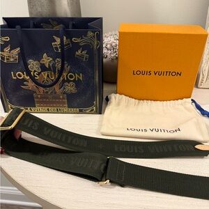 Louis Vuitton Olive Green Belt with Gold Buckle